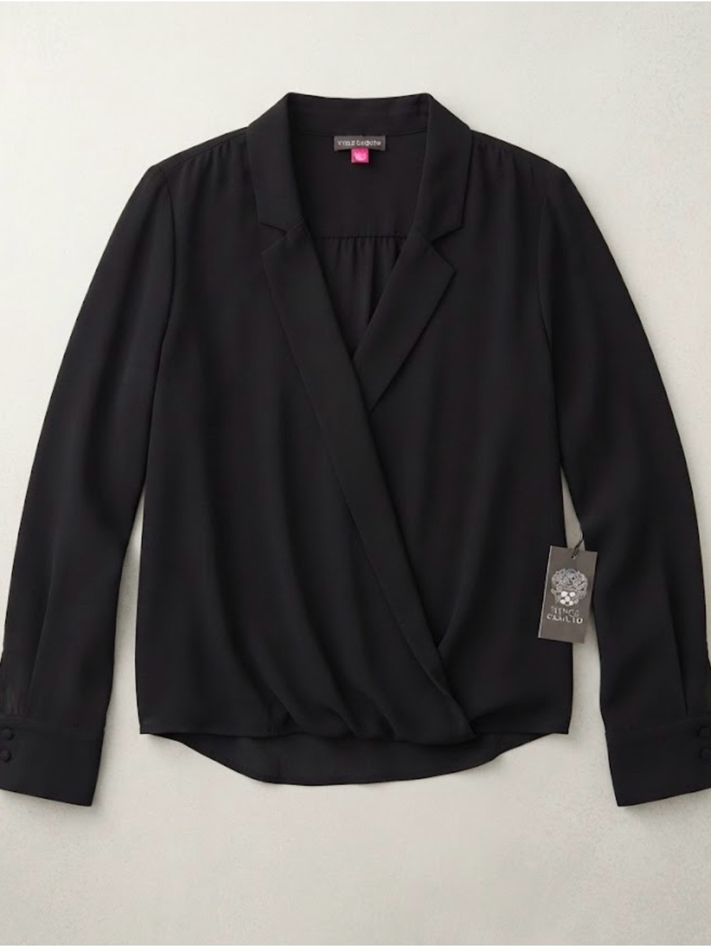 Vince Camuto Black Wrap-Front Blouse